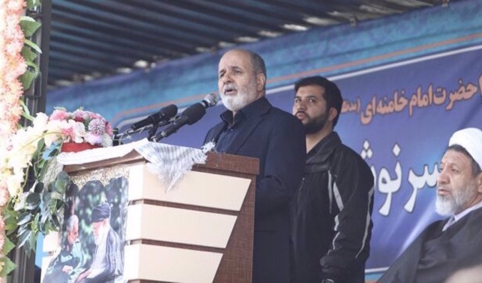 Secretary of Iran's Supreme National Security Council Ali Akbar Ahmadian addresses the Great Prophet 19 military drills in Kerman on February 21, 2025. (Press TV)