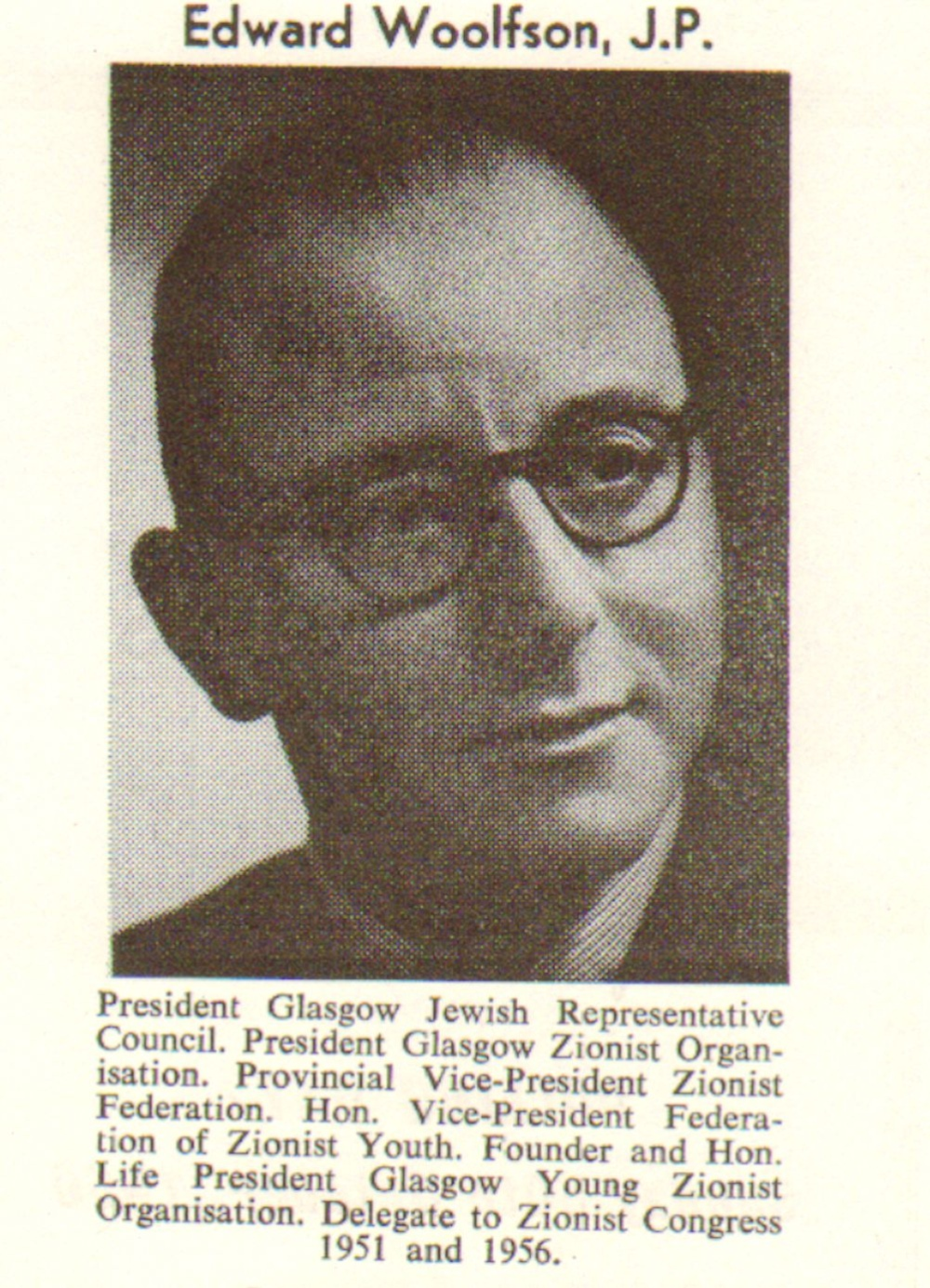 Election leaflet calling for a vote for Woolfson to be a delegate to the Zionist Congress in 1961