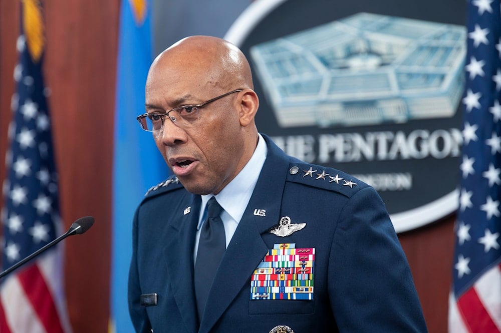 Chairman of the Joint Chiefs of Staff Gen. CQ Brown speaks during a press briefing, April 26, 2024, at the Pentagon in Washington. (AP)