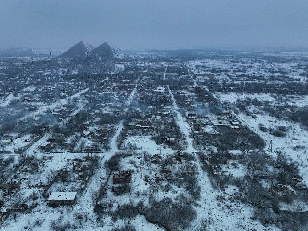 A view of damaged coal mines in the partially occupied Toretsk town, the site of heavy battles with the Russian troops in the Donetsk region, Ukraine, Saturday, Feb. 22, 2025 (AP)