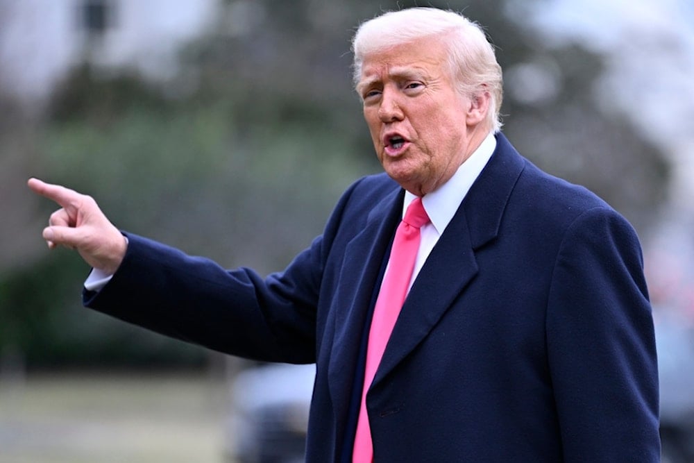 President Donald Trump responds to reporters as he arrives at the White House after speaking at the Conservative Political Action Conference, CPAC, Saturday, Feb. 22, 2025, in Washington (AP)