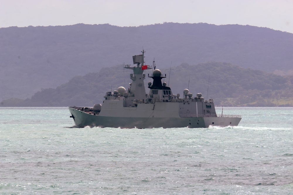 People's Liberation Army-Navy Jiangkai-class frigate Hengyang travels in the Torres Strait off Australia's coast, on Feb. 11, 2025 (AP)