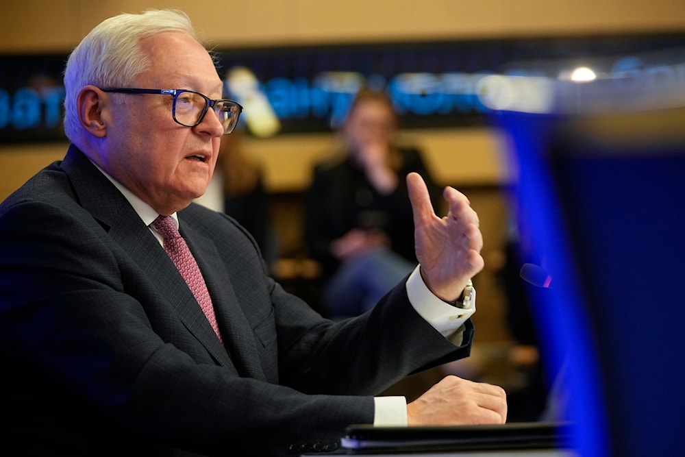 Russian Deputy Foreign Minister Sergei Ryabkov gestures while speaking to the media at a news conference in Moscow, Russia, Monday, Feb. 10, 2025. (AP)