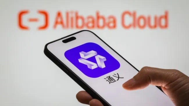 A smartphone displays Alibaba's AI-powered assistant Tongyi, undated. (AFP/GettyImages)