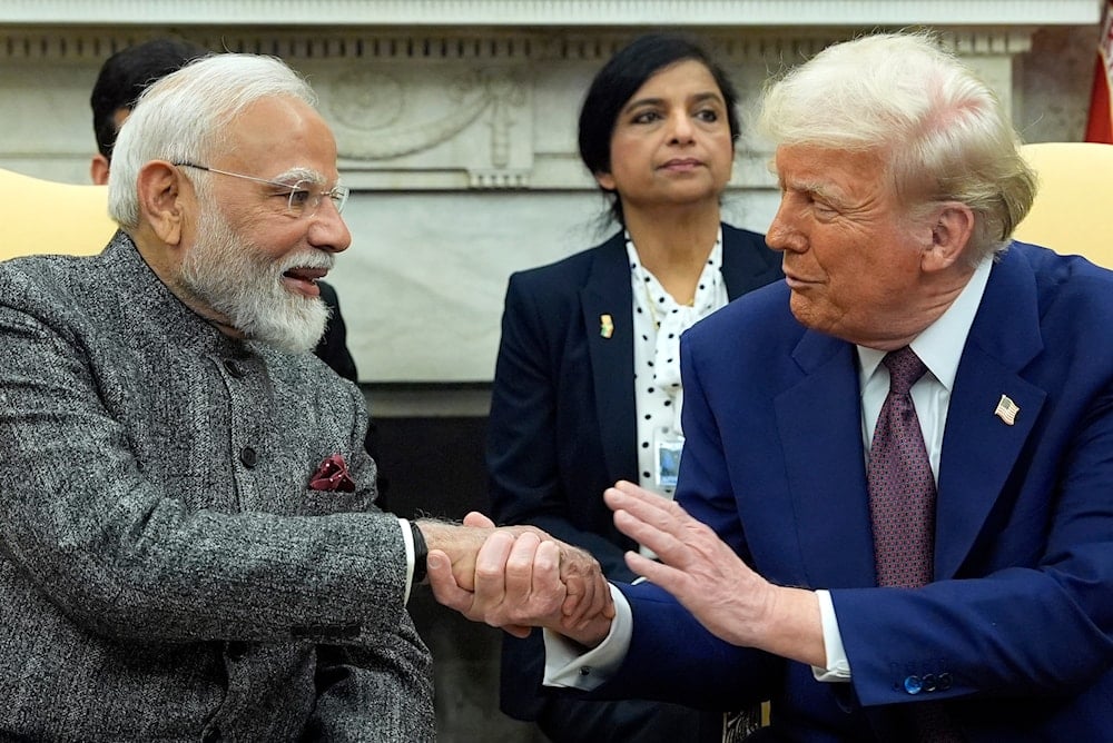 President Donald Trump shakes hands with India's Prime Minister Narendra Modi in the Oval Office of the White House, Thursday, Feb. 13, 2025 (AP)