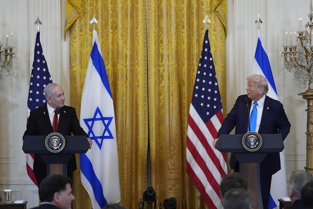 President Donald Trump and Israeli Prime Minister Benjamin Netanyahu speak during a news conference in the East Room of the White House, Tuesday, Feb. 4, 2025 (AP)