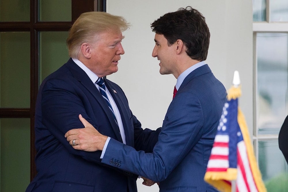 President Donald Trump greets Canadian Prime Minister Justin Trudeau upon his arrival at the White House, Thursday, June 20, 2019, in Washington. (AP Photo/Alex Brandon)