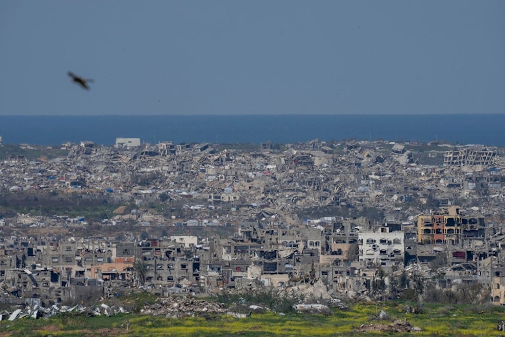 Destroyed buildings in the Gaza Strip as seen from southern occupied Palestine, Tuesday, Feb. 25, 2025 (AP)