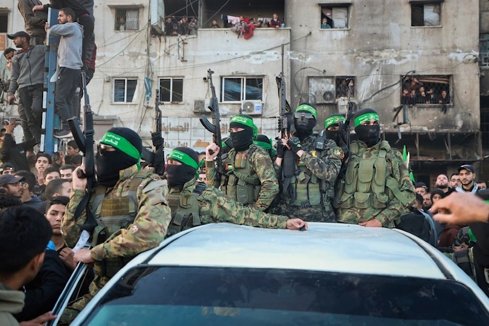 Fighters from the al-Qassam Brigades, the military wing of Hamas in Gaza City, Sunday, Jan. 19, 2025 (AP)