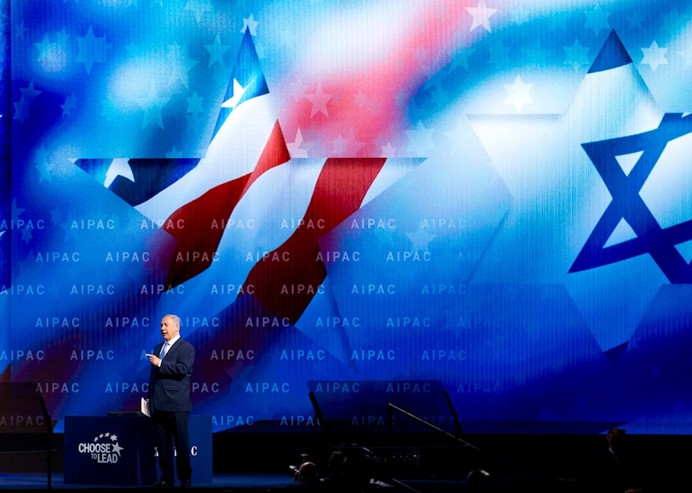  Israeli Prime Minister Benjamin Netanyahu speaks at the 2018 American Israel Public Affairs Committee (AIPAC) policy conference, at Washington Convention Center, Tuesday, March 6, 2018, in Washington. (AP)