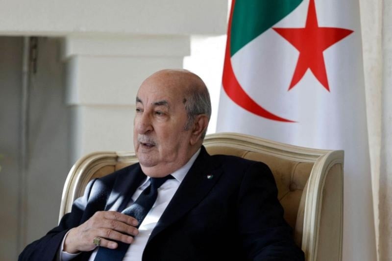 A file picture shows Algeria’s President Abdelmadjid Tebboune at the G7 Summit hosted by Italy, in Savelletri, Apulia region, on June 13, 2024. (AFP)