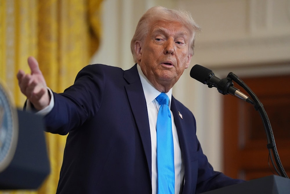 President Donald Trump speaks during a news conference with Israel's Prime Minister Benjamin Netanyahu in the East Room of the White House, Tuesday, Feb. 4, 2025, in Washington. (AP)