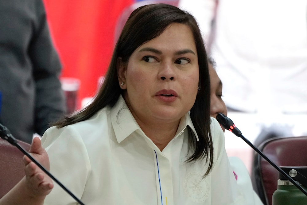 Philippine Vice President Sara Duterte at a House hearing in Quezon City, Nov. 25, 2024. (AP)