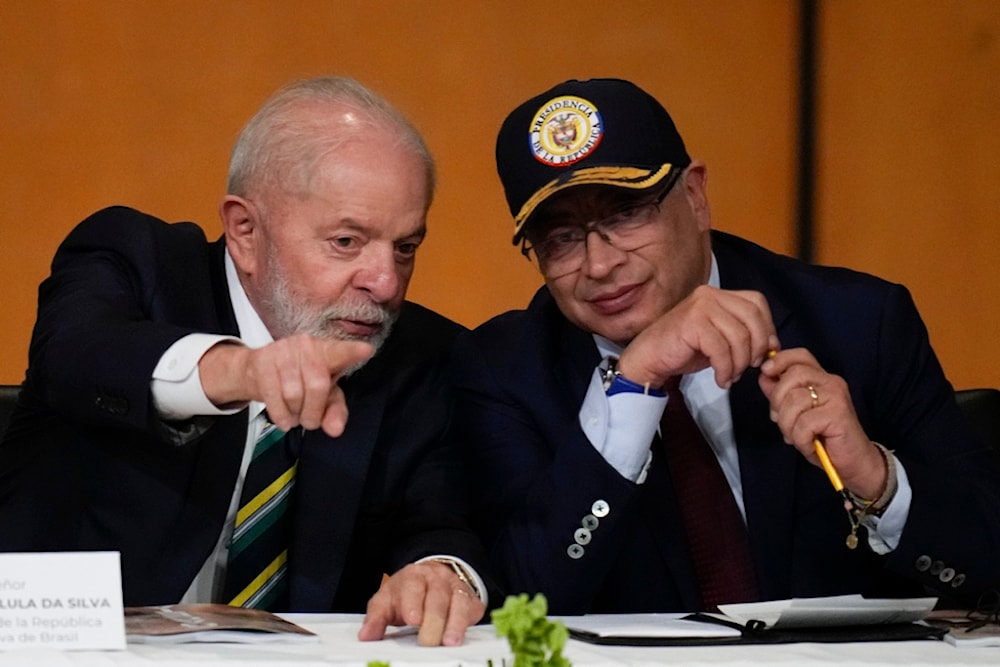 Brazil's President Luiz Inacio Lula da Silva, left, and Colombia's President Gustavo Petro, attend the inauguration of the International Book Fair in Bogota, Colombia, Wednesday, April 17, 2024 (AP)