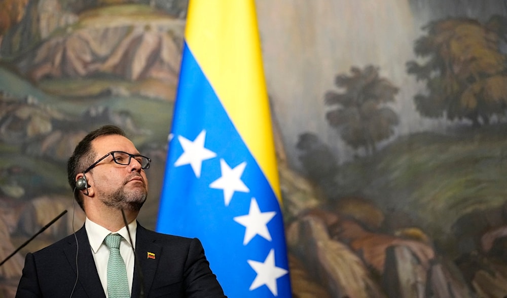 Venezuela's Foreign Minister Yvan Gil Pinto attends a joint press conference with Russian Foreign Minister Sergey Lavrov in Moscow, Russia, on Thursday, Nov. 16, 2023. (AP)