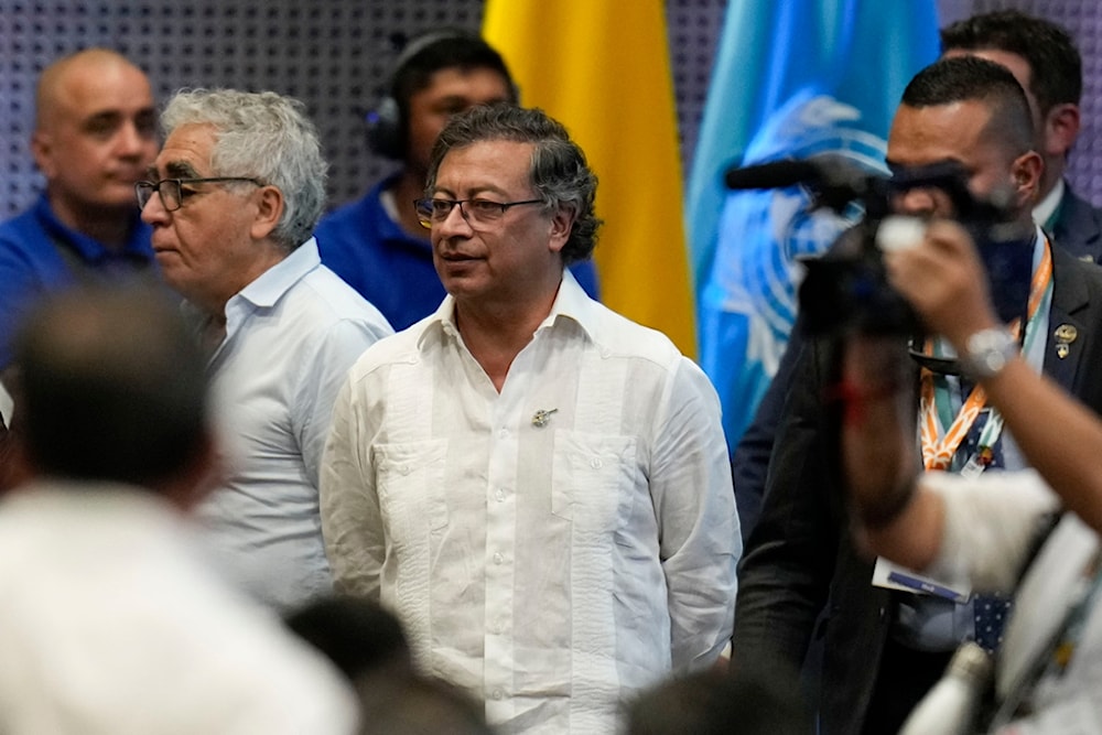 Colombia's President Gustavo Petro arrives at the opening ceremony of COP16, a United Nations' biodiversity conference, in Cali, Colombia, Oct. 20, 2024 (AP)