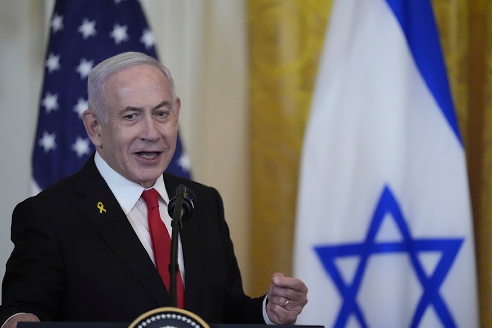 US President Donald Trump and Israeli Prime Minister Benjamin Netanyahu speak during a news conference in the East Room of the White House, Tuesday, Feb. 4, 2025, in Washington (AP)