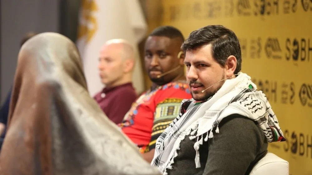 British journalist, Richard Medhurst, at the Sobh Media Festival on May 21, 2024. (Sobh Media Festival)