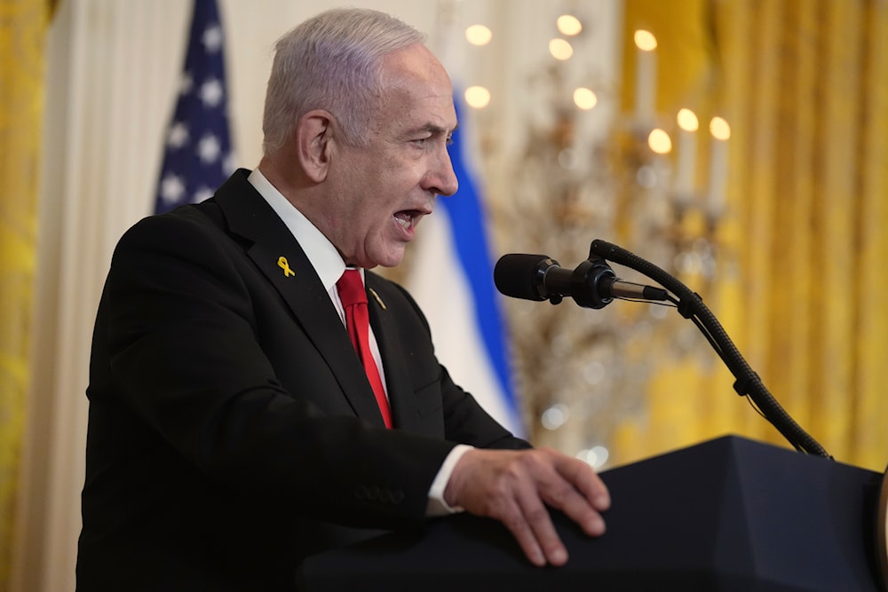 Israel's Prime Minister Benjamin Netanyahu speaks during a news conference With President Donald Trump in the East Room of the White House, Tuesday, Feb. 4, 2025