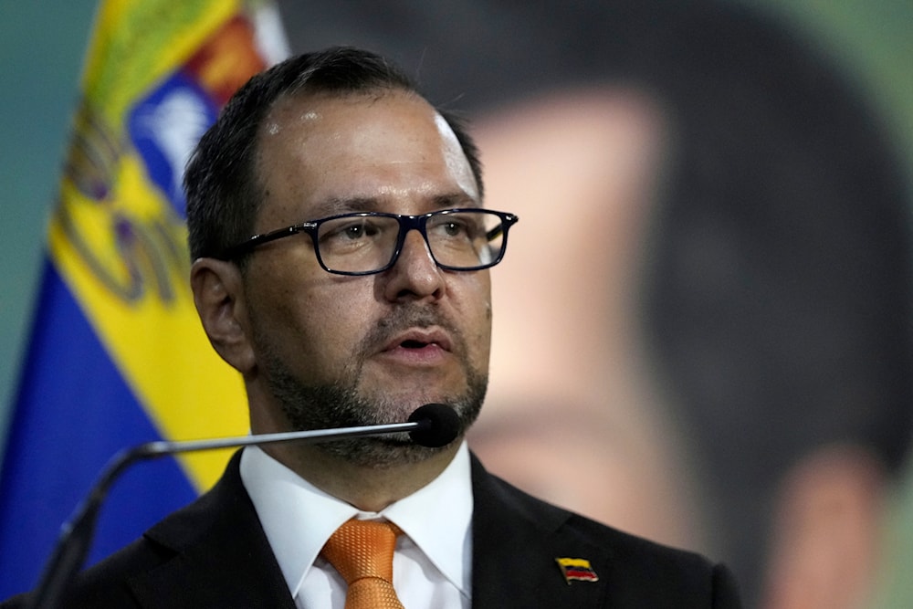  Venezuelan Foreign Minister Yvan Gil speaks at a news conference in Caracas, Venezuela, Feb. 20, 2024. (AP)