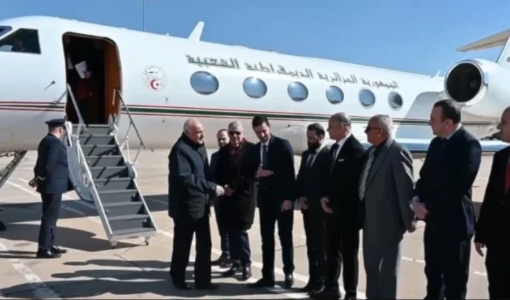 Algerian Foreign Minister Ahmad Attaf arrives in Damascus, Syria, February 8, 2025 (Social Media)