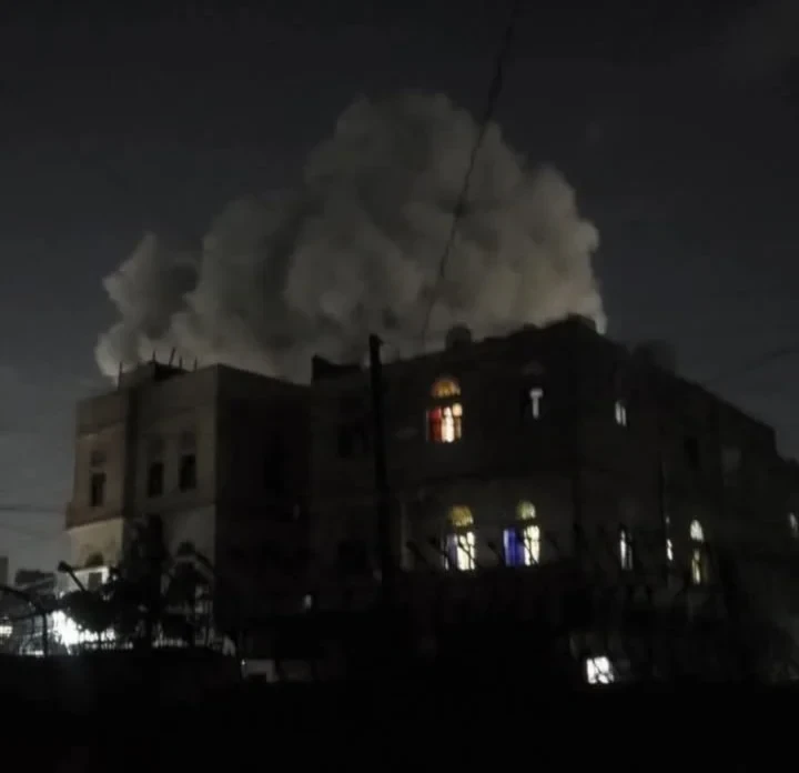 Plumes of smoke rise over Yemen's Saada following US airstrikes that targeted the Yemeni governorate on Tuesday, March 18, 2025 (Social media)