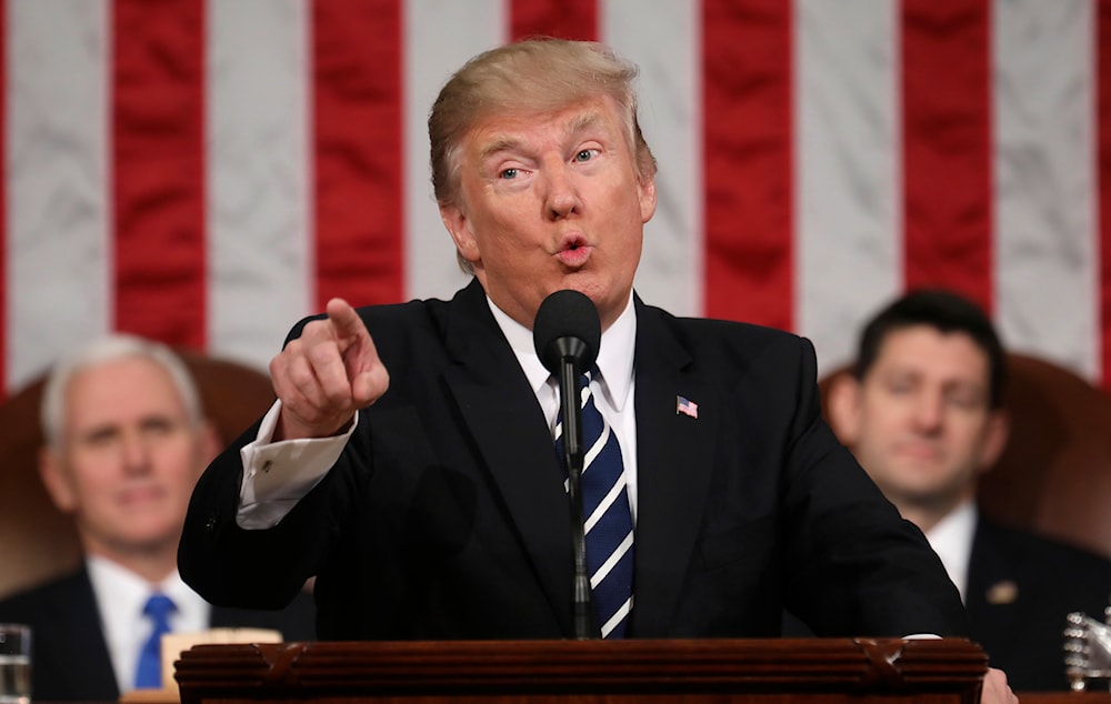 President Donald Trump addresses a joint session of Congress on Capitol Hill in Washington, Feb. 28, 2017. (AP)