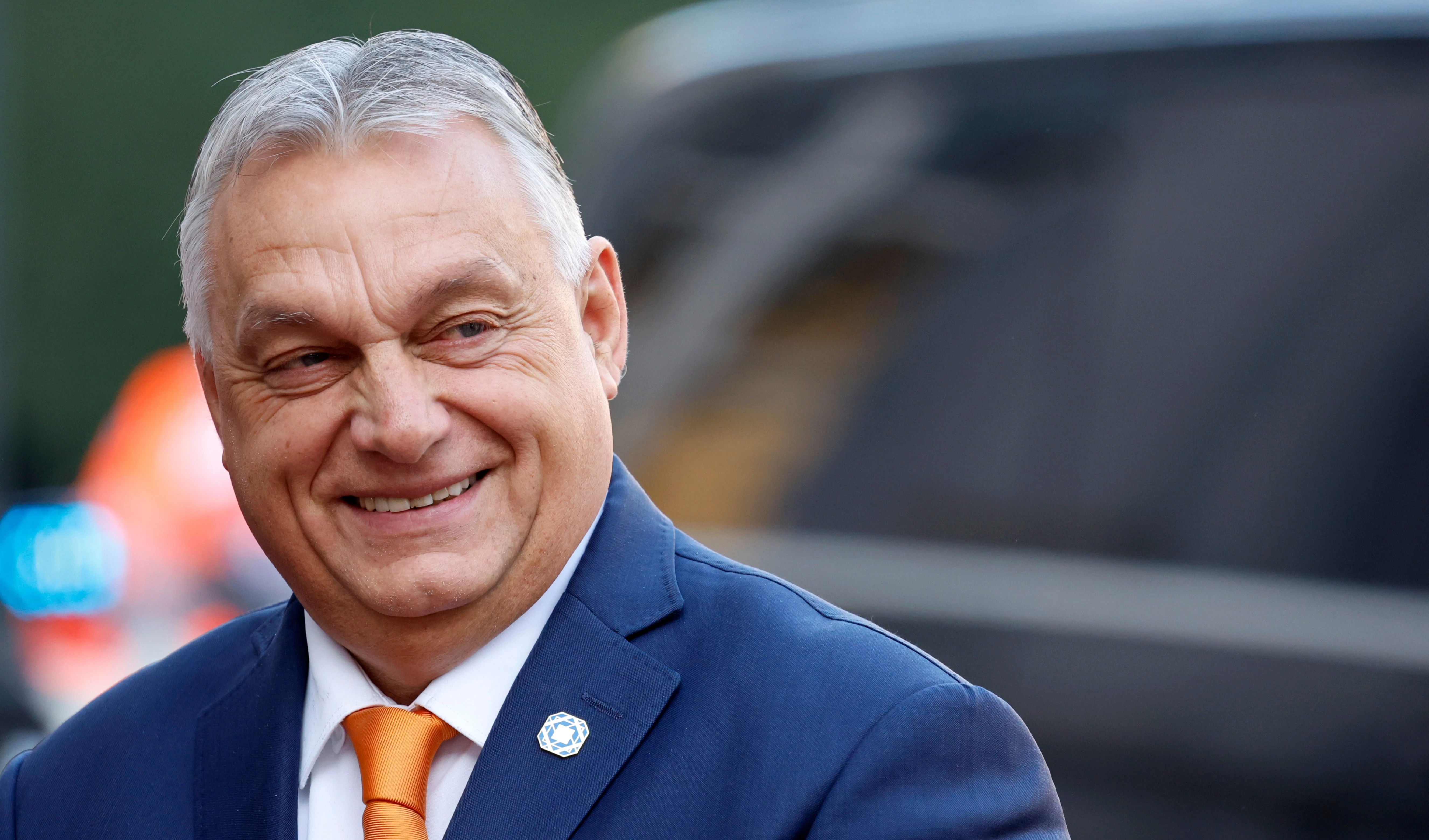 Hungary's Prime Minister Viktor Orban arrives for an EU summit at the Egmont Palace in Brussels, on February 3, 2025. (AP Photo/Geert Vanden Wijngaert)