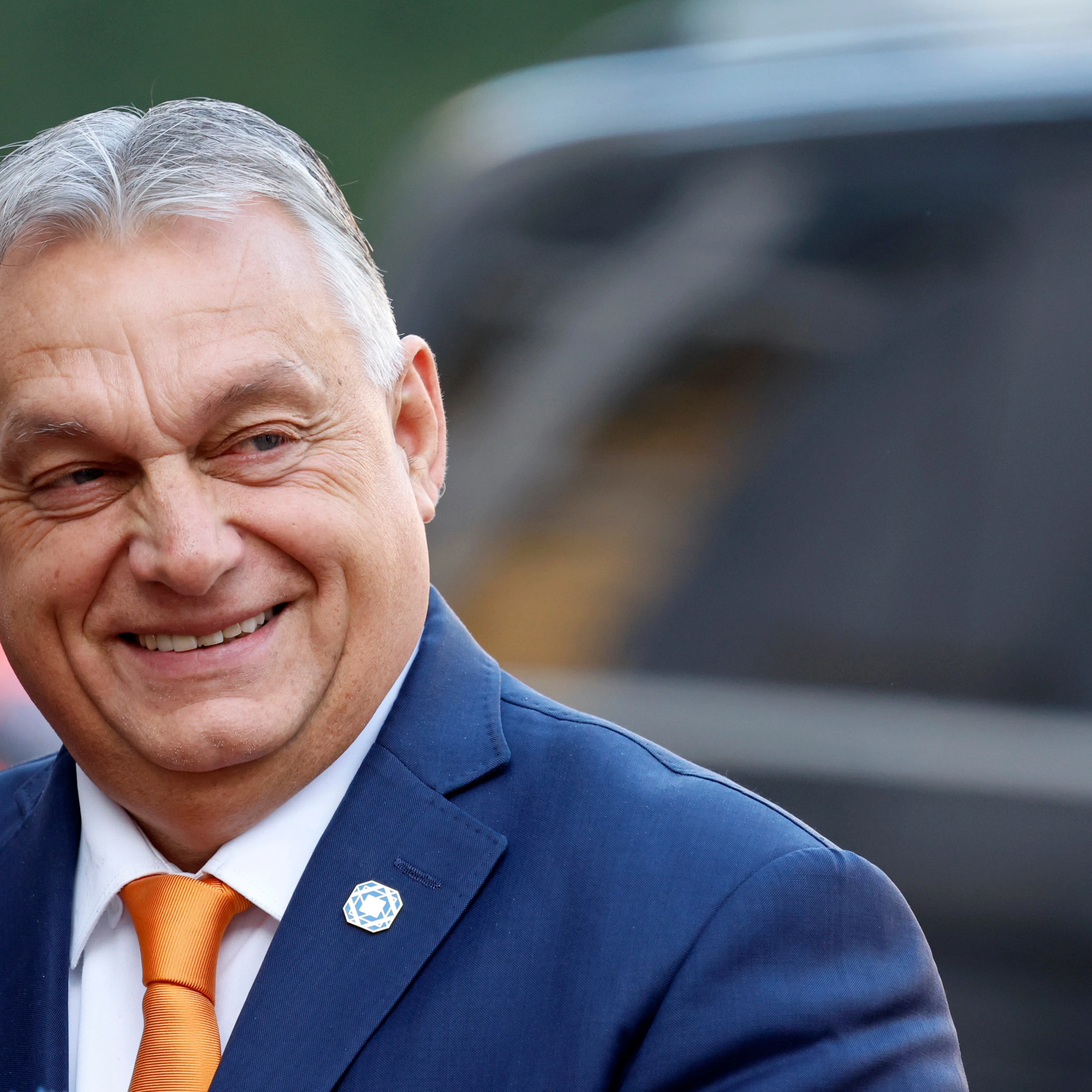 Hungary's Prime Minister Viktor Orban arrives for an EU summit at the Egmont Palace in Brussels, on February 3, 2025. (AP Photo/Geert Vanden Wijngaert)
