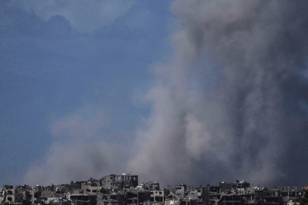 Smoke rises following an Israeli bombardment in the Gaza Strip, Occupied Palestine, Wednesday, March 19, 2025 (AP)