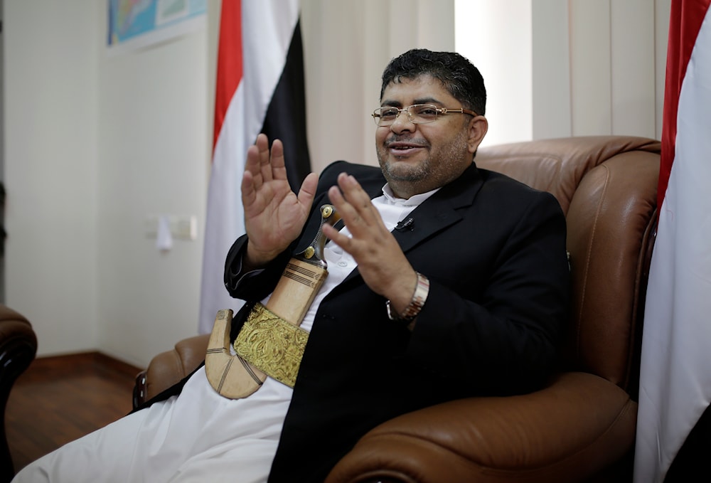 Mohammed Ali al-Houthi speaks to a reporter during an interview with Associated Press in Sanaa, Yemen, Tuesday Mar. 19, 2019. (AP)