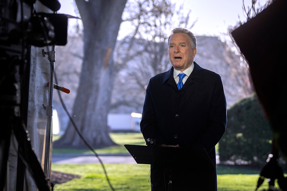Steve Witkoff, White House special envoy, speaks during a television interview outside the White House, Wednesday, March 19, 2025, in Washington. (AP)