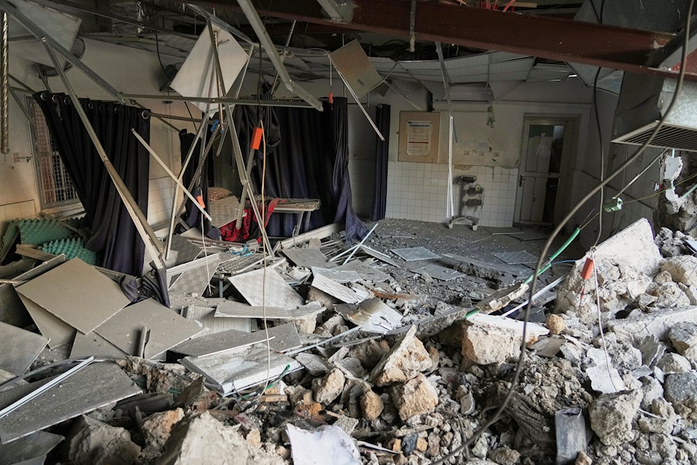 The outpatient and laboratory wards of the Al-Ahli Arab Baptist hospital are seen after being hit by an Israeli army strike late Saturday, in Gaza City, Sunday, April 13, 2025. (AP)