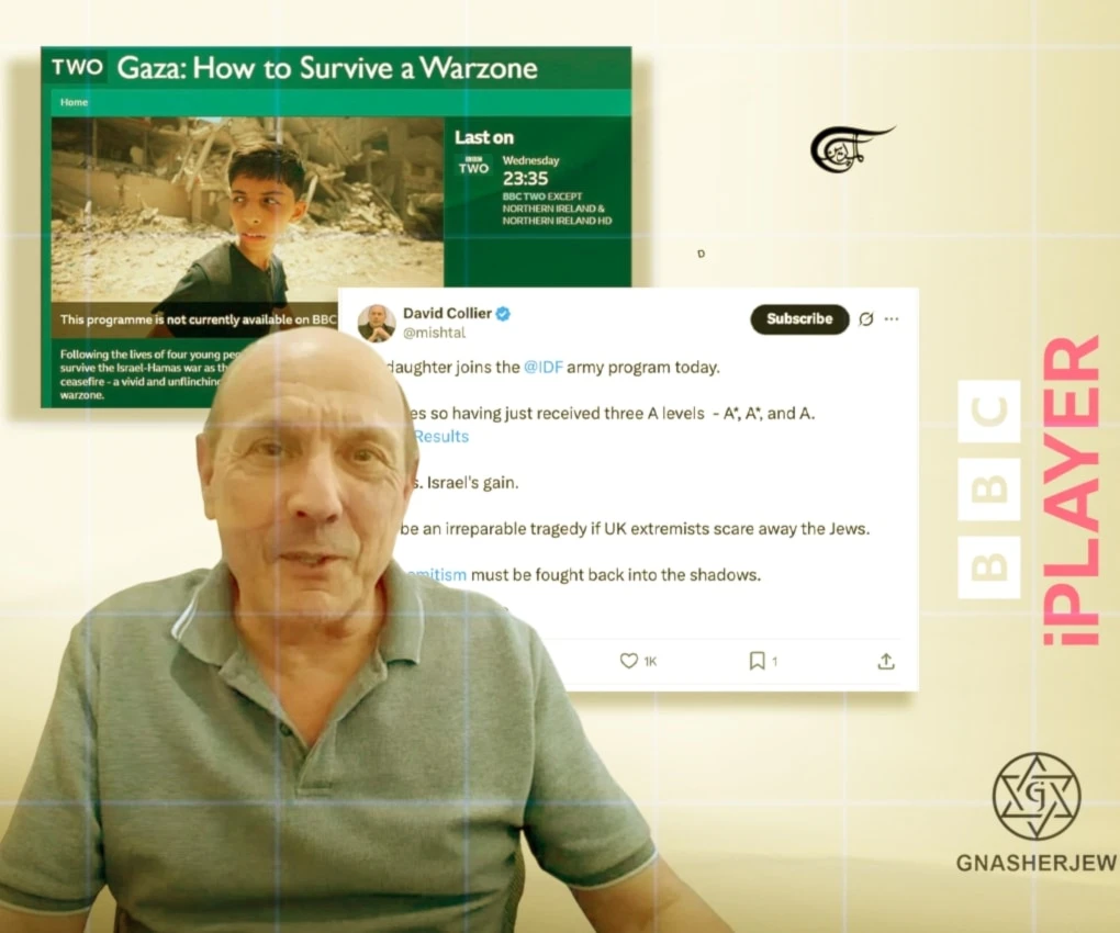 David Collier is the Zionist troll operative behind the intimidation of the BBC resulting in the removal of the Documentary How to Survive in a War Zone. (Al Mayadeen English; Illustrated by Batoul Chamas)