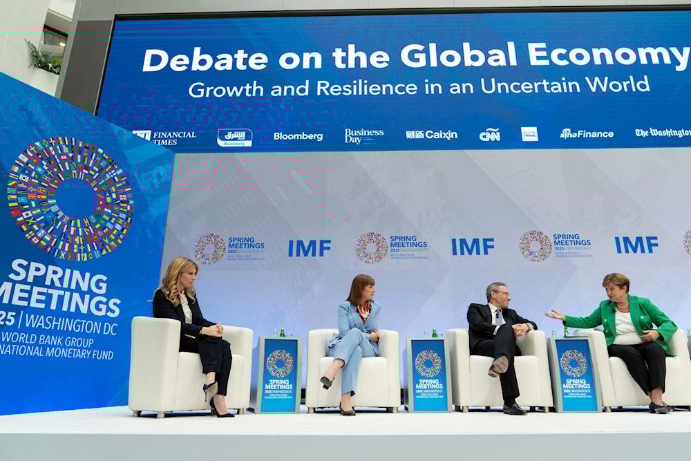Forum Debate on the Global Economy during the World Bank/IMF Spring Meetings at the International Monetary Fund (IMF) headquarters in Washington, Thursday, April 24, 2025 (AP)