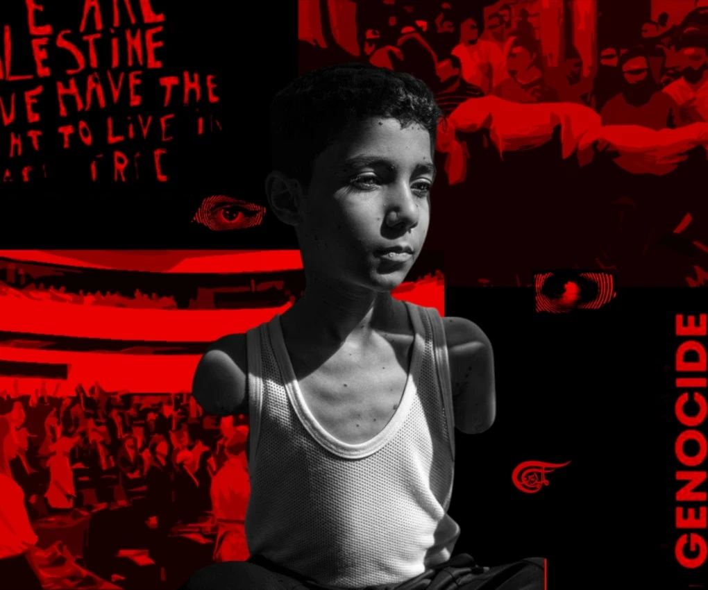 The prize awarded to this photograph, like last year’s award for the so-called “Pietà of Gaza”, is plausibly a token gesture, a facade of political charity. (Al Mayadeen English; Illustrated by Batoul Chamas)