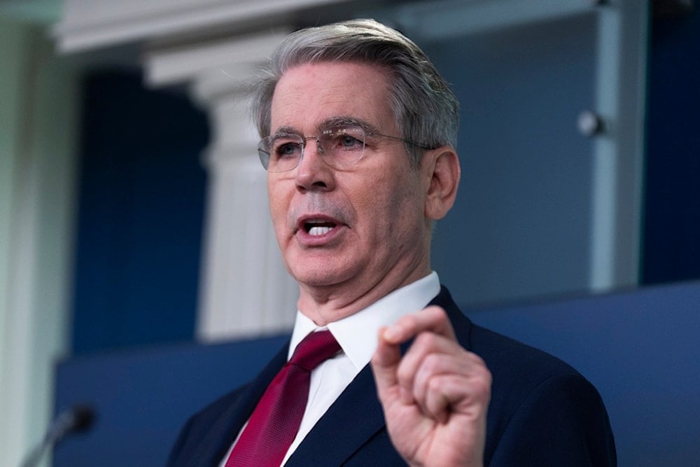 Treasury Secretary Scott Bessent, speaks to reporters in the James Brady Press Briefing Room at the White House, Tuesday, April 29, 2025, in Washington. (AP Photo/Manuel Balce Ceneta)