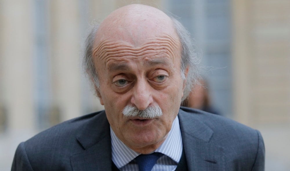 Lebanese Druse leader Walid Jumblatt speaks to the media after a meeting with France's President Francois Hollande at the Elysee Palace in Paris, Tuesday, Feb. 21, 2017. (AP)