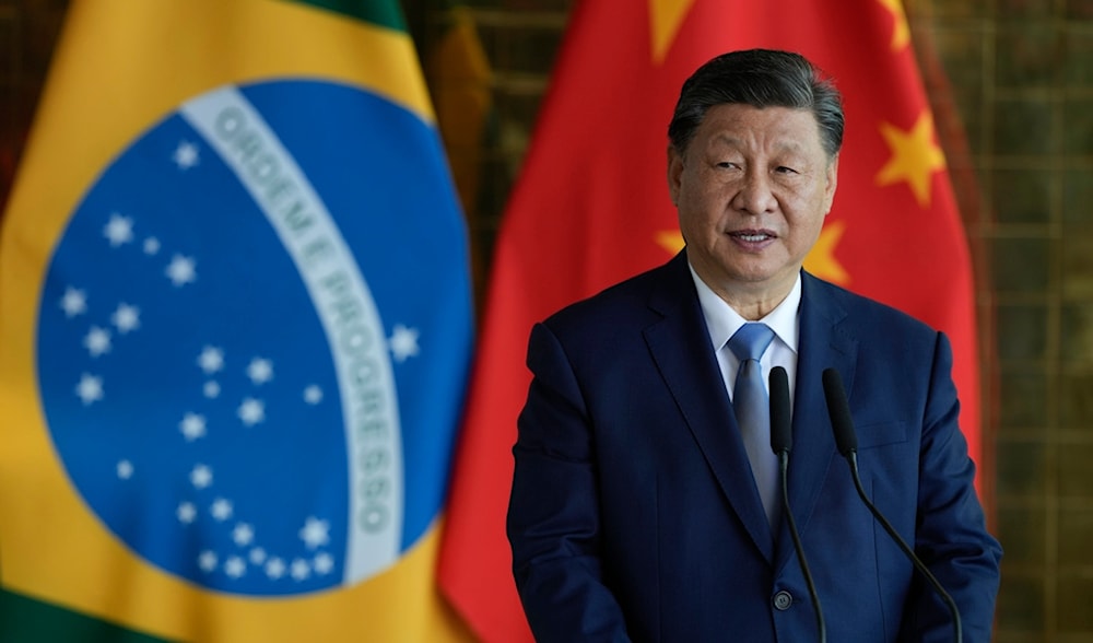 China's President Xi Jinping speaks during a joint press conference with his Brazilian counterpart at the Alvorada palace in Brasilia, Brazil, Wednesday, Nov. 20, 2024. (AP)