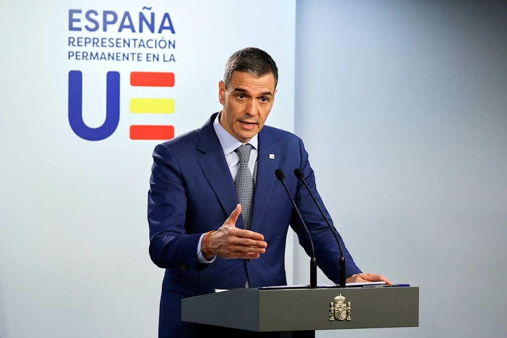 Spain's Prime Minister Pedro Sanchez speaks during a media conference at the end of an EU summit in Brussels, Thursday, March 20, 2025. (AP)