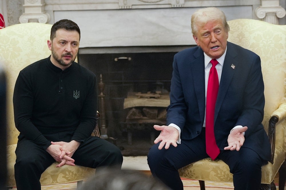 President Donald Trump, right, meets with Ukrainian President Volodymyr Zelenskyy in the Oval Office at the White House, Friday, Feb. 28, 2025, in Washington (AP)