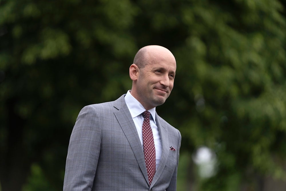 White House Deputy Chief of Staff Stephen Miller speaks to reporters outside the White House, on May 9, 2025, in Washington. (AP Photo/Mark Schiefelbein)