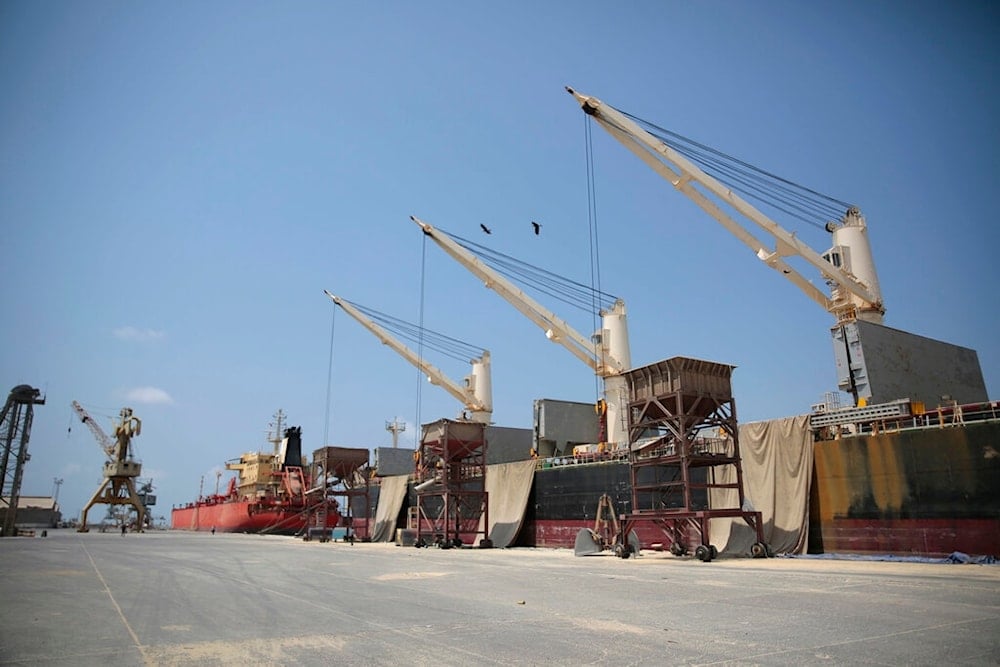 This Sept. 29, 2018 file photo shows idle cargo and oil tanker ships at the port of Hodeida, Yemen. (AP)