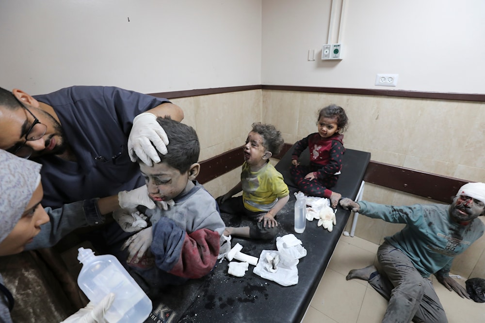Palestinian children wounded in the Israeli bombardment of the Gaza Strip are treated at al Aqsa Hospital on Deir al Balah, Gaza Strip, on Nov. 21, 2023. (AP)