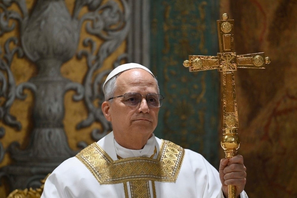 Newly elected Pope Leo XIV concelebrates Mass with the College of Cardinals inside the Sistine Chapel at the Vatican, the day after he is elected 267th pontiff of the Roman Catholic Church, May 9, 2025 (AP)