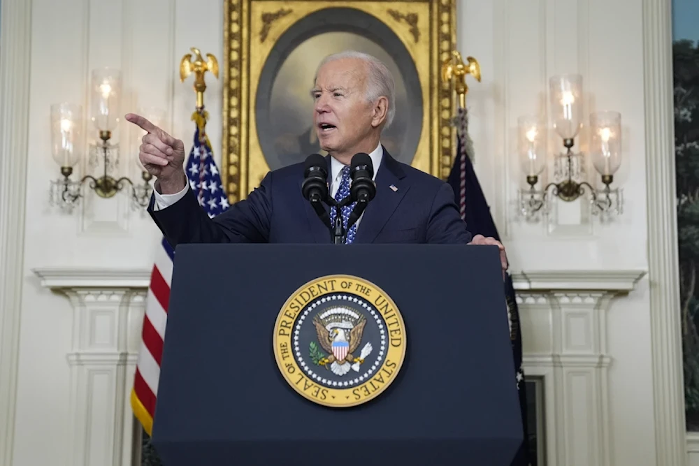 Former US President, Joe Biden, speaks in the Diplomatic Reception Room of the White House, February 8, 2024 in Washington (AP/Evan Vucci)