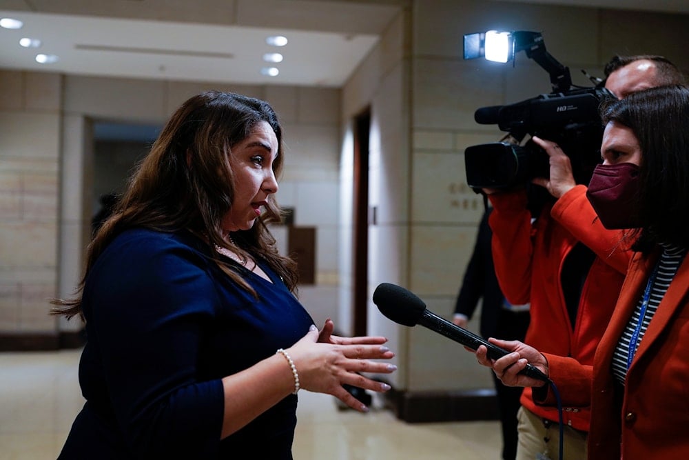 Rep.-elect Delia Ramirez, D-Ill speaks to reporters as newly-elected members of the House of Representatives arrive at the Capitol for an orientation program, Washington, Monday, Nov. 14, 2022 (AP)