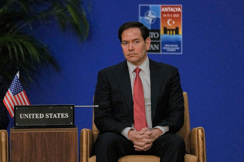 U.S. Secretary of State Marco Rubio listens to speeches during a NATO's informal meeting of foreign ministers in Antalya, southern Turkey, Thursday, May 15, 2025 (AP)