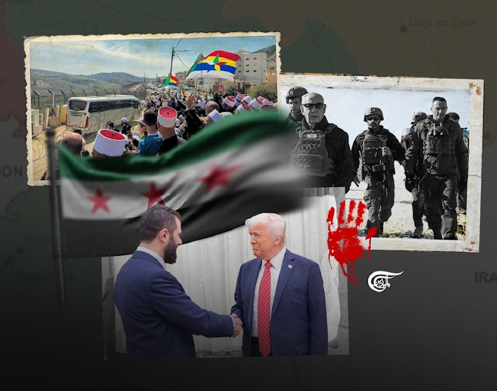 It is clear that the Israeli project in Syria is not over and that Tel Aviv seeks to use what it sees as a historic opportunity to divide the country and achieve “Greater Israel”. (Al Mayadeen English; Illustrated by Zeinab El-Hajj)