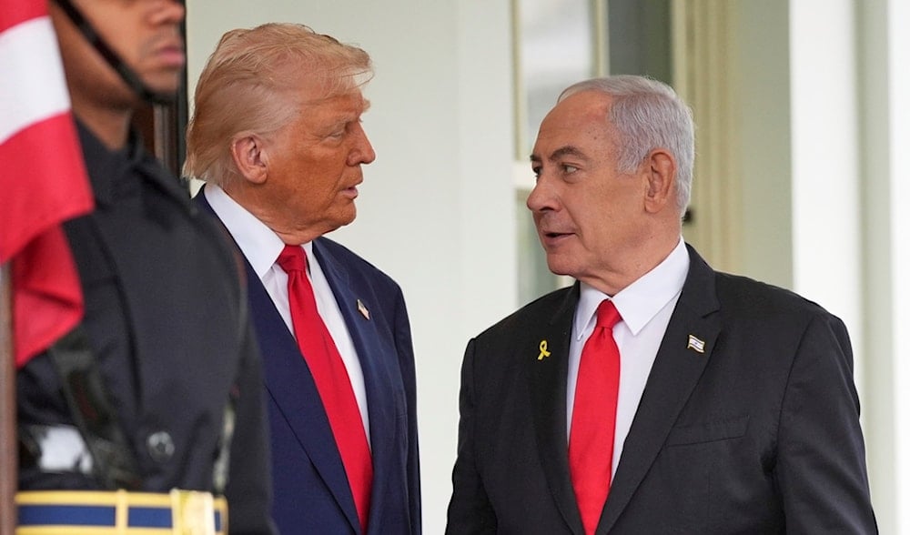 President Donald Trump greets Israeli Prime Minister Benjamin Netanyahu at the White House, Monday, April 7, 2025, in Washington. (AP)